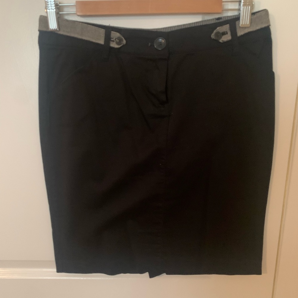 Mango Black Pencil Skirt with Gray Trim